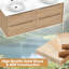 Meuble-lavabo mural en chêne naturel avec vasque ronde en céramique-600534123
