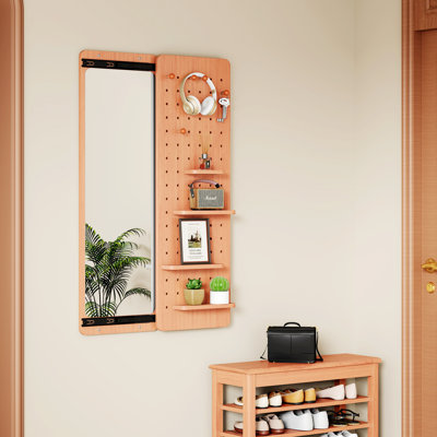 Miroir mural pleine longueur, miroir complet avec tablette pour chambre à coucher, salon