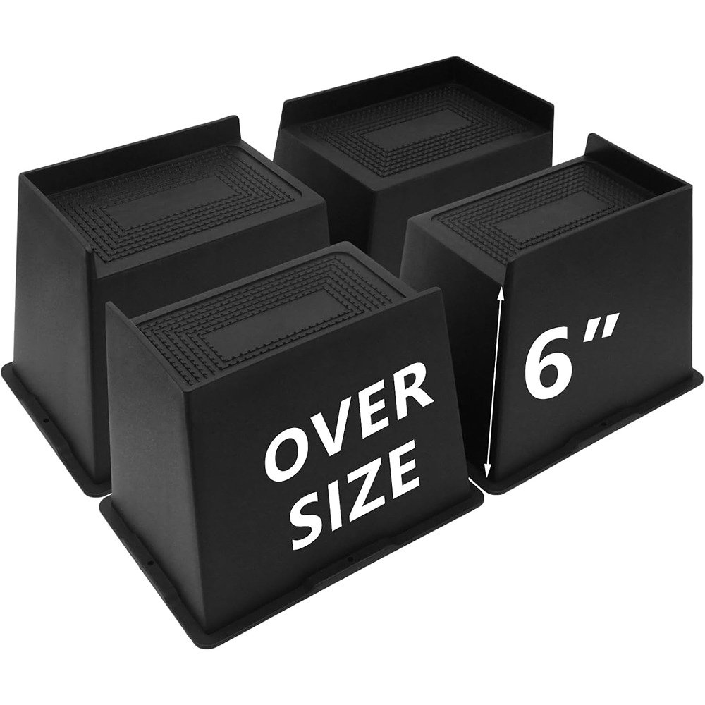 MAXAYA 4 Pack Bed Risers 6 Inch Heavy Duty, Oversized Furniture Risers ...