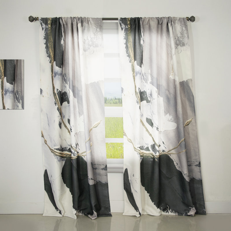 Panneau de rideau simple semi-diaphane avec passe-tringle Painted Arcs II, l 52 po x L 108 po