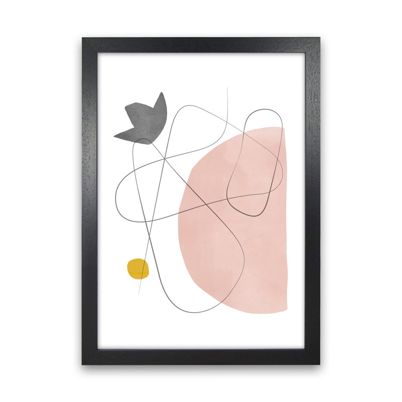 Abstraction With Grey Lines I - Print, Black Framed Canvas, 34cm H x 25cm W x 3cm D