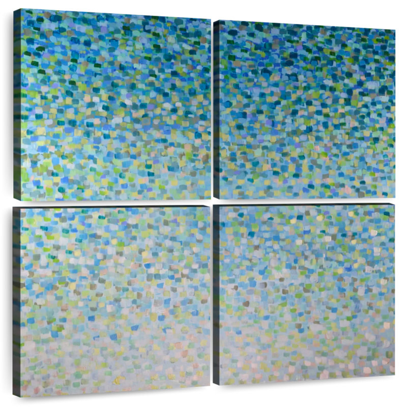Verre bleu de mer, H 18 po x l 18 po