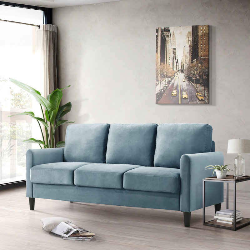 74.4'' Velvet Sofa, Blue Velvet