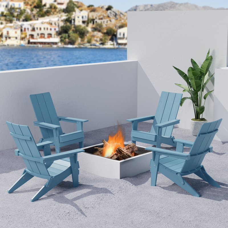 Foldable Outdoor Adirondack Set, Blue