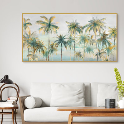 Teal Palms Panel By Studio Arts Framed Wall Art