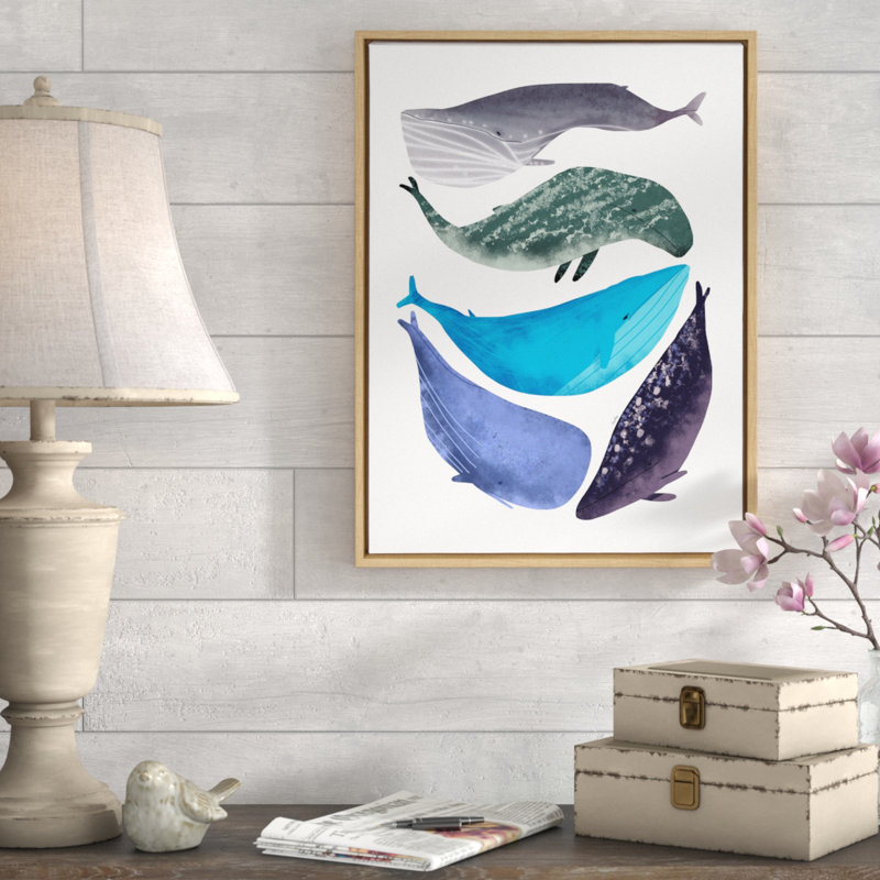 "Whales" par Lida Larina, reproduction d'art sur toile encadrée