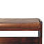Banc en bois massif de châtaignier avec coussin de siège en cuir brun