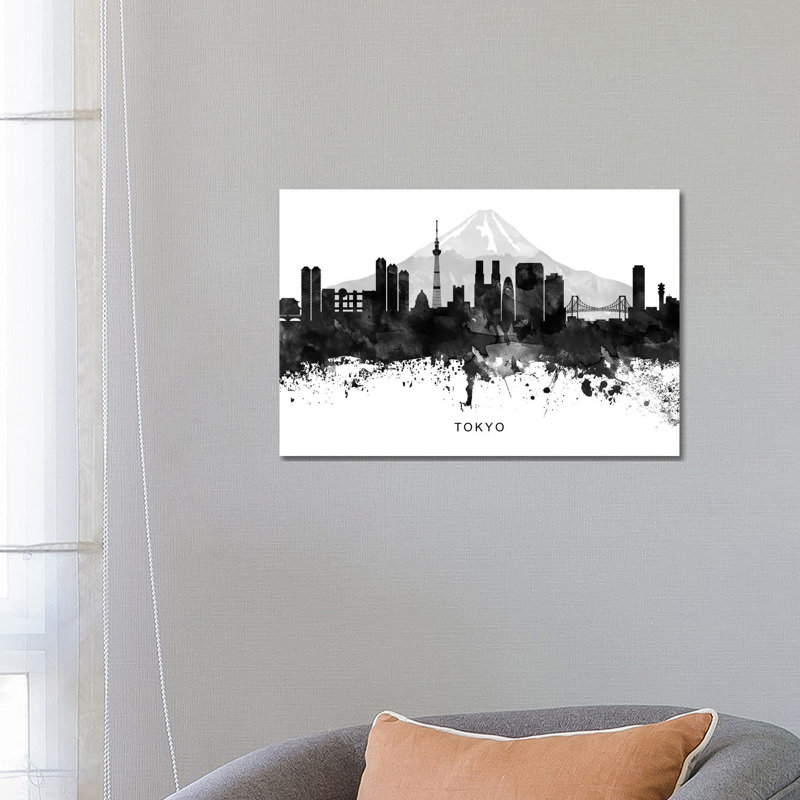 Tokyo Skyline Black & White 1 Piece Wrapped Canvas Wall Art, 45.72cm H x 66.04cm W x 1.9cm D