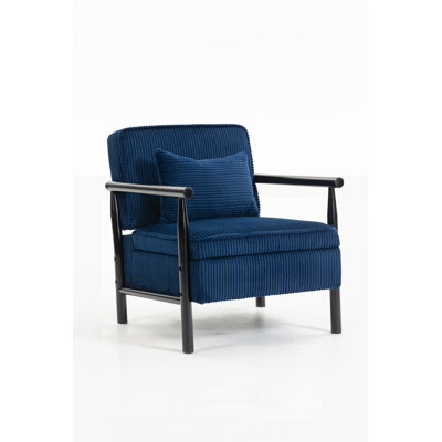Mid Century Modern Migdalia with Wood Frame, Upholstered Living Room Reading Armchair with Waist Cushion and Storage