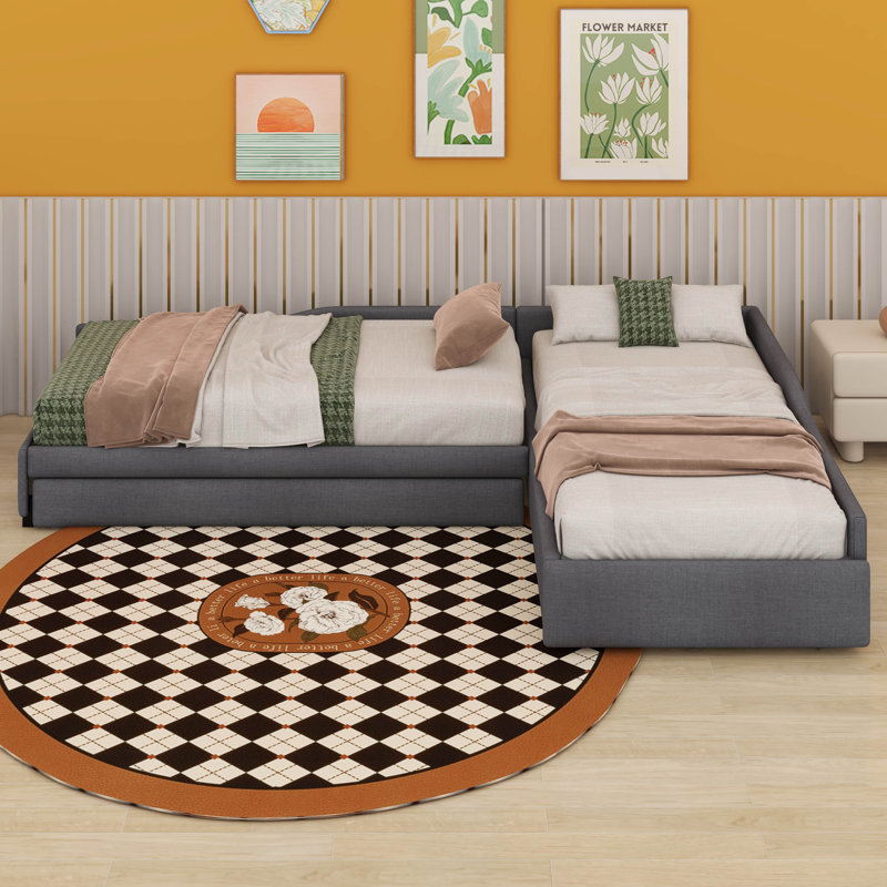 Kids Twin Daybed with Trundle, Grey