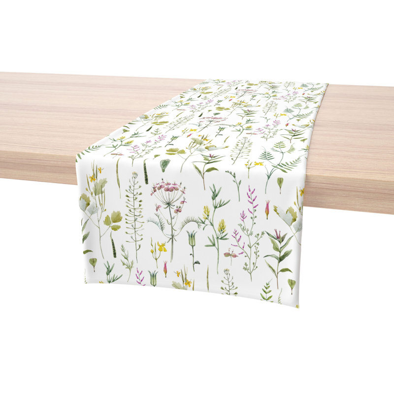 Table Runner, 100% Cotton, 16X108", Botanical Stripe, 108" L x 16" W