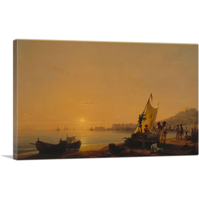 «The Bay of Naples 1844» par Ivan Aivazovsky, reproduction d'art sur toile tendue, H 18 po x l 26 po x P 0,75 po