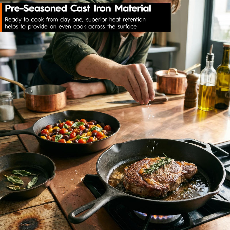 BobbyQ - Cast Iron Frying Pans - 6" / 8" / 10"