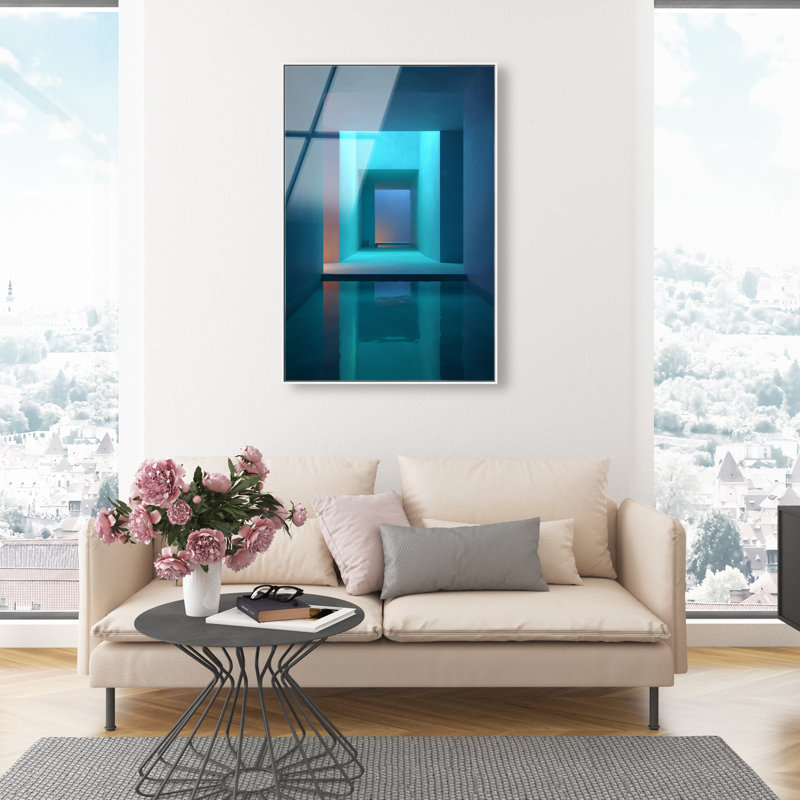 Cerulean Corridor I Print, 31"H x 21"W, White Floater Frame