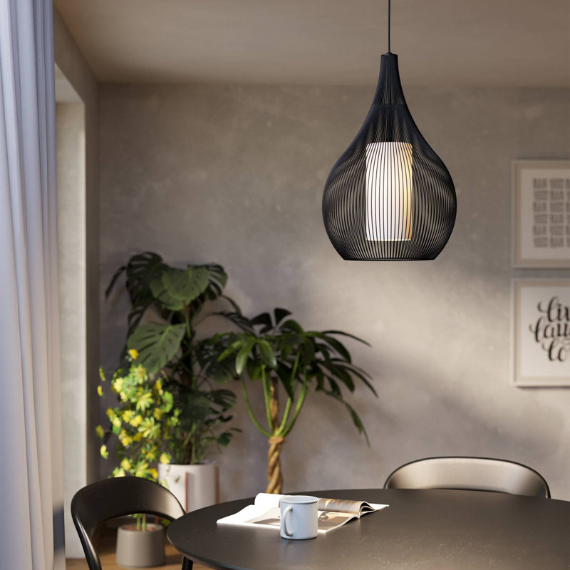 Fincham 1 - Light Matte Black Teardrop Pendant