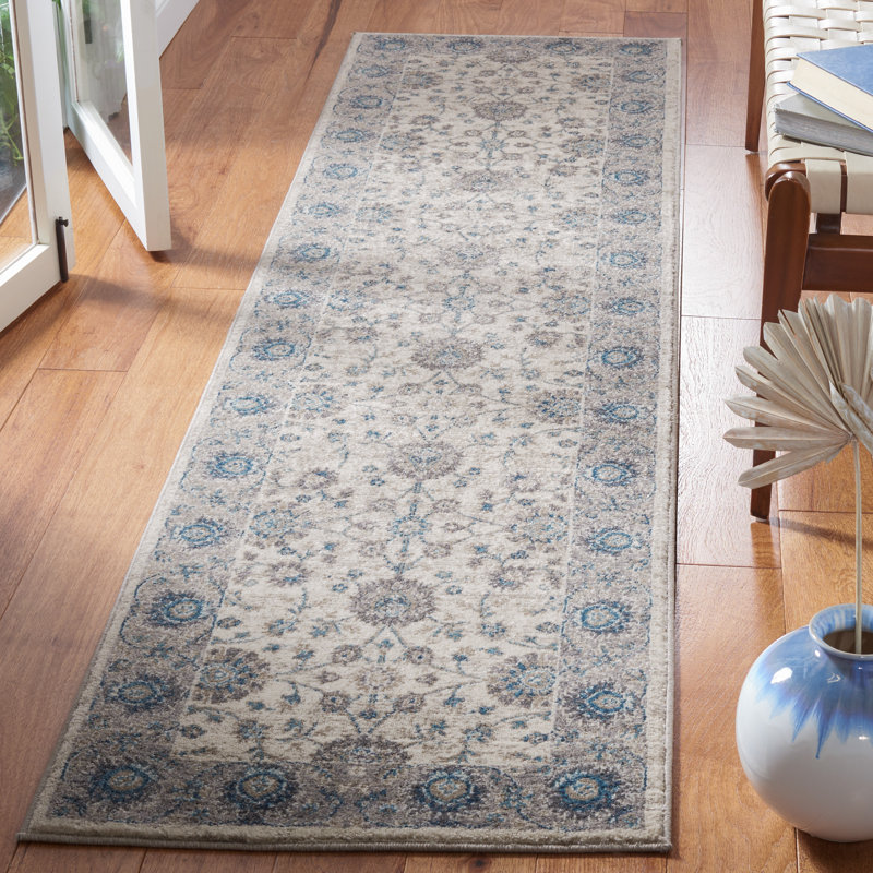 Eileen Oriental Ivory/Blue Area Rug, Runner 2'2" x 8'
