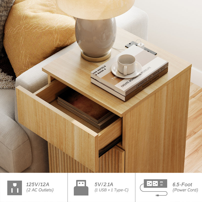 Ensemble de 2 tables de chevet minimalistes modernes Union Rustic, Chêne
