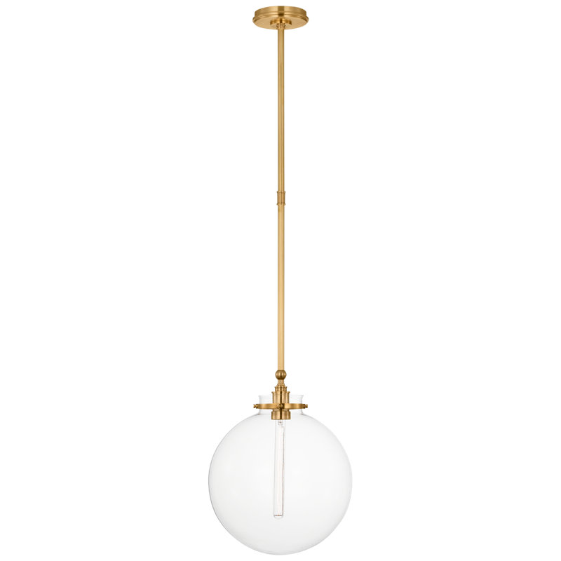 Parkington 1 - Light Pendant, Antique-Burnished Brass, Clear Glass, 17.75" H x 14" W x 14" D