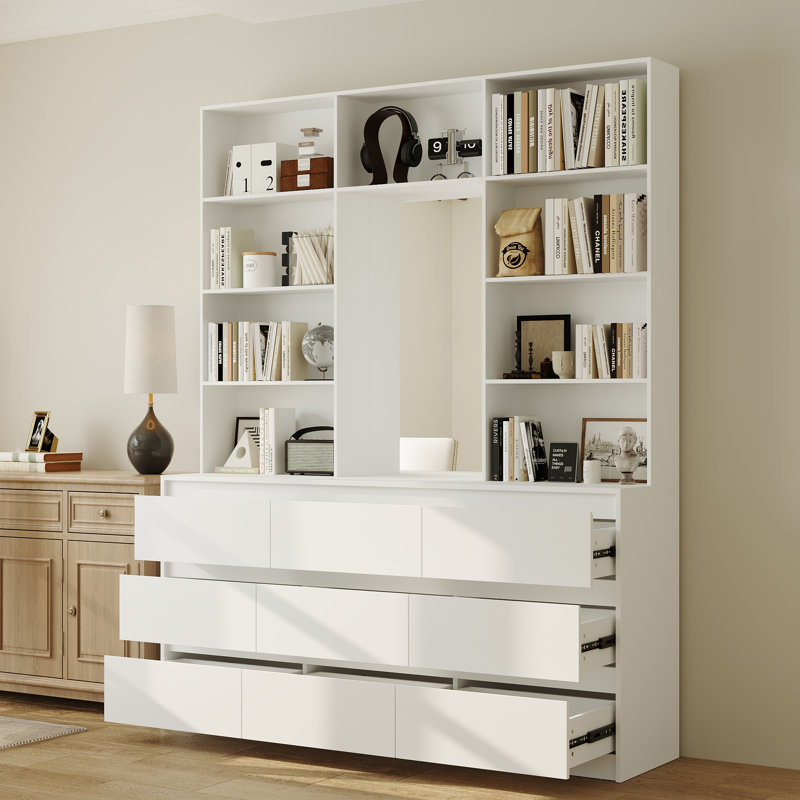 Bibliothèque à 78 tiroirs avec miroir intégré H 78,5 "