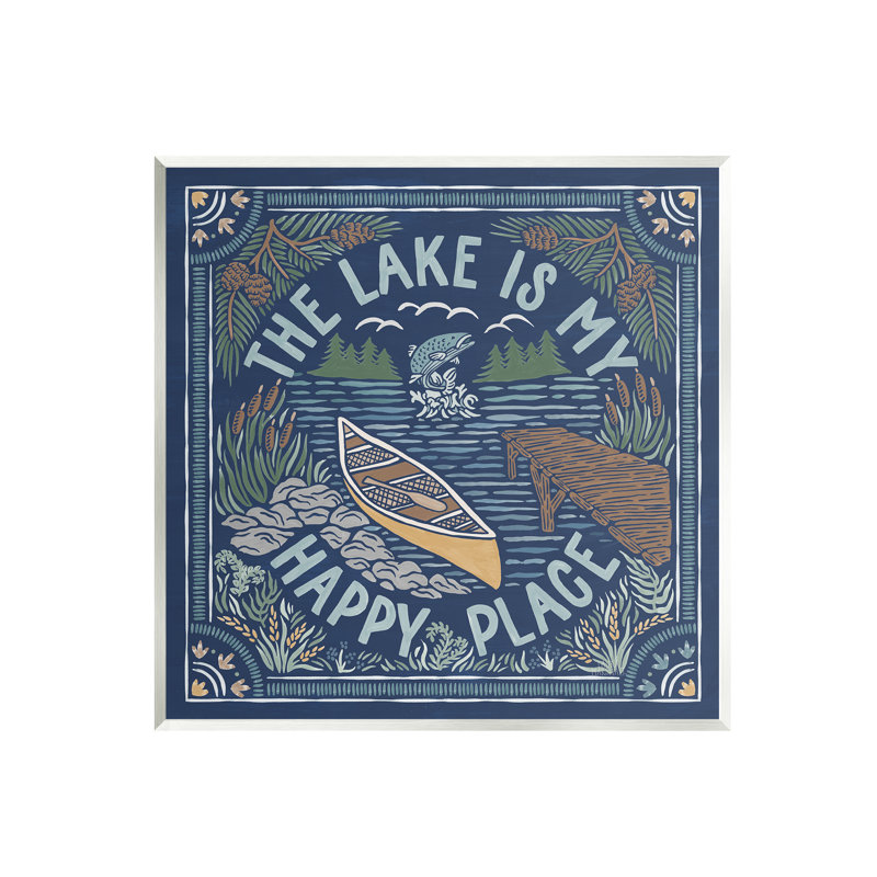 «Stupell Industries Lake Happy Place», art mural sur toile par Laura Marshall, H 12 po x l 12 po x P 1,5 po