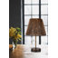 Elegant Table Lamp with Metal Base & Imitation Bamboo Cap, 9.8 x 9.8 inches | Height: 17.7 inches | On/Off Switch on Cable | CE Certified | E27 Socket (Max 60W) | Stylish Black & Rose Gold Design | Perfect for Living Room, Bedroom, or Office Decor