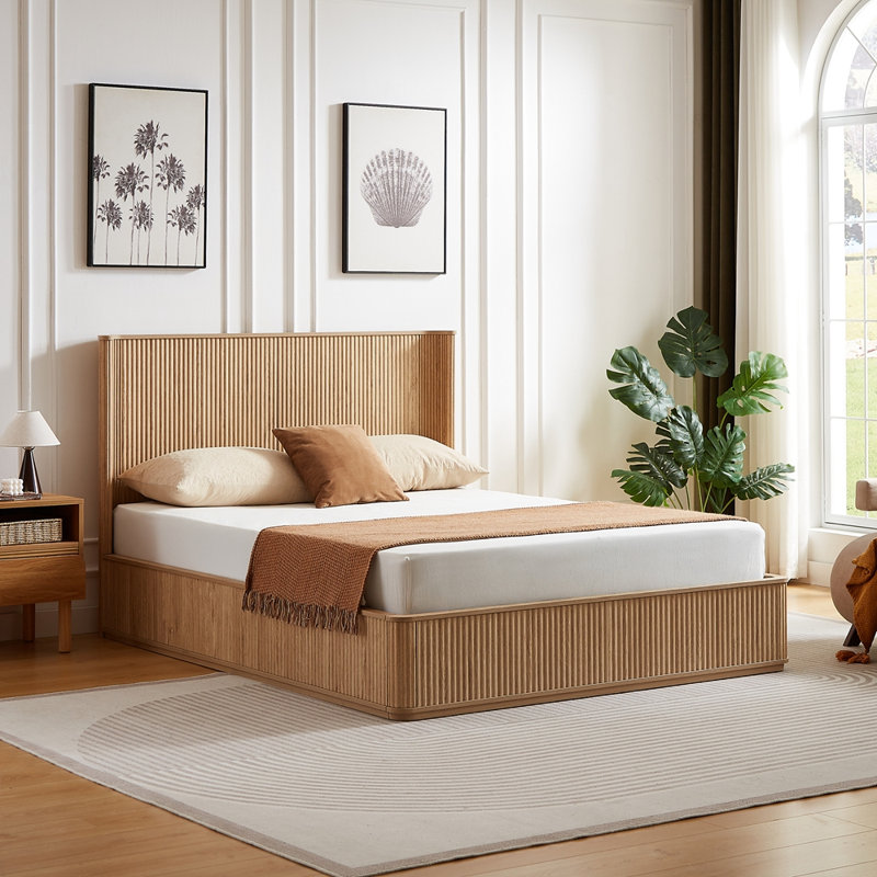 Grand lit plateforme, aucun sommier requis, Oak