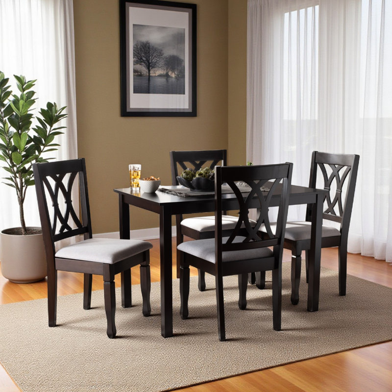 Sessums Dining Set, Gray/Espresso, 5 Pieces: Table, 4 Chairs