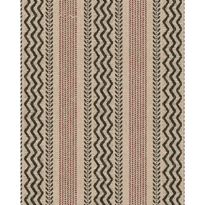 Tyrol Apres-Ski Home Striped Wallpaper Roll, Green/Pink/Taupe