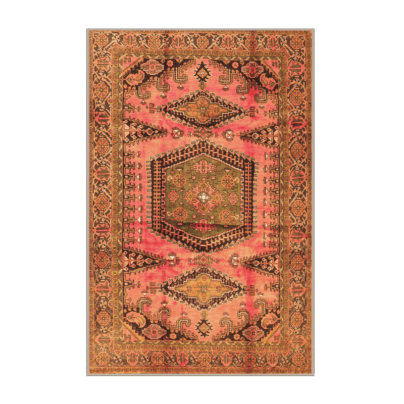 Tapis oriental en laine / polyester tissé à la machine de style oriental orange, Rectangle 6 pi x 9 pi