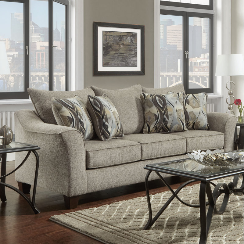 Rabelais Flared Arm Sofa, Gris, H 39 po x l 68 po x P 38 po