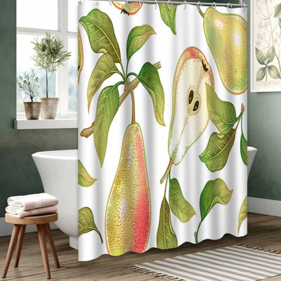 Green Waterproof Shower Curtain,Shower Curtains for Bathroom with 12 Hooks