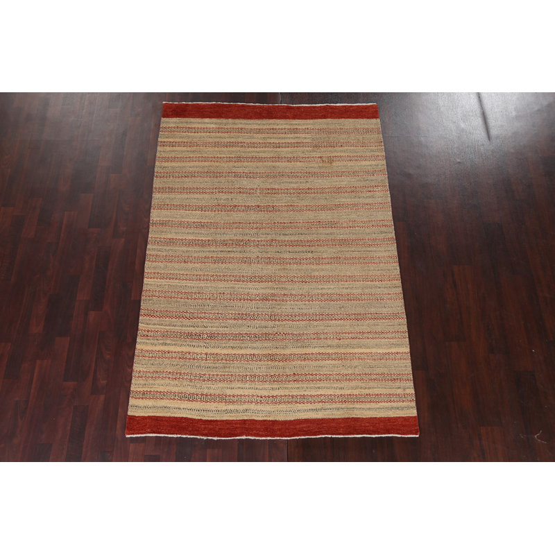 Tapis oriental en laine Pepinn Gabbeh Kashkoli noué à la main 5 x 8