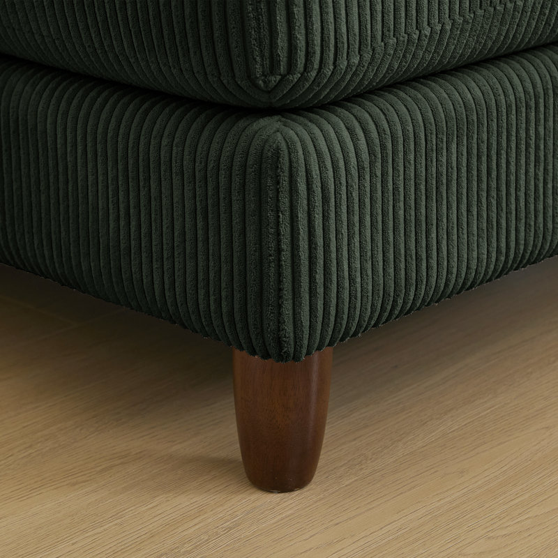 Canapé 4 pièces avec repose-pieds, Velours côtelé vert