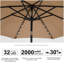 Parasol de patio solaire en polyester de 10 pi avec 32 lumières DEL réglables en inclinaison et tissu résistant aux rayons UV-1218124099