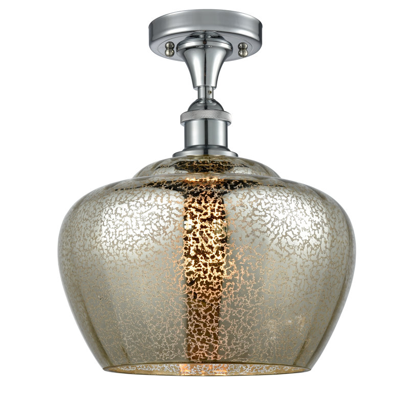 Plafonnier semi-encastré 1 lumière Renee, Mercure, Chrome poli, Ampoule DEL 6 watts rétro