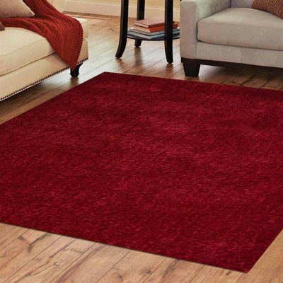 HAND TUFTED SHAG POLYESTER ECO-FRIENDLY AREA RUGS - Square | Dark Pink | Solid Design | Area Rugs for living room, Bedroom