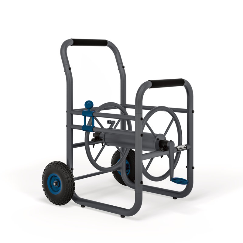 Suncast Black 200 ft. Steel Hose Reel Cart with Manual Crank