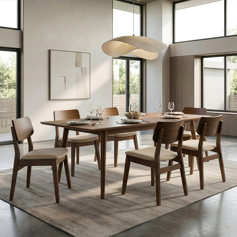 Baebel 18.7'' H Upholstered Side Chair, Walnut Frame with Beige Seat