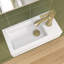 Petit lavabo de salle de bain, mini vasque rectangulaire à montage mural de 15 po x 7 po pour vestiaire de salle d'eau, conception flottante peu encombrante, lavabo en céramique blanche facile à nettoyer (à droite)