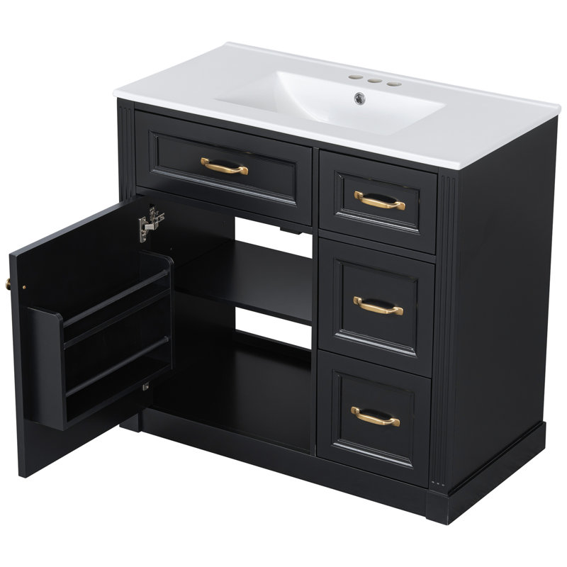 Meuble-lavabo 36 po avec lavabo, Noir