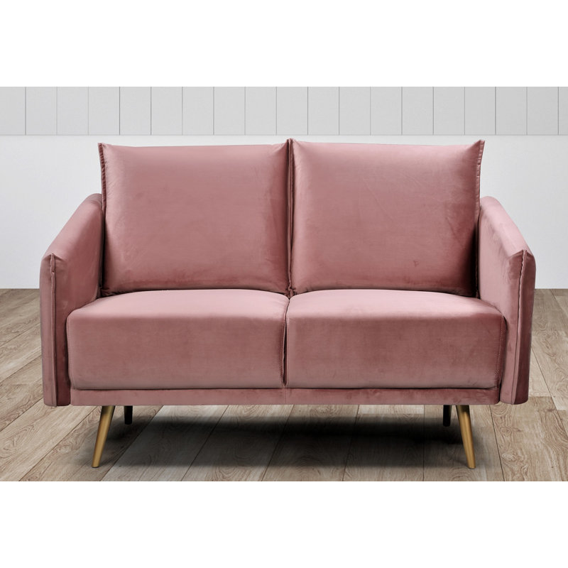 Funon 44.49" Velvet Square Arm Loveseat, Rose