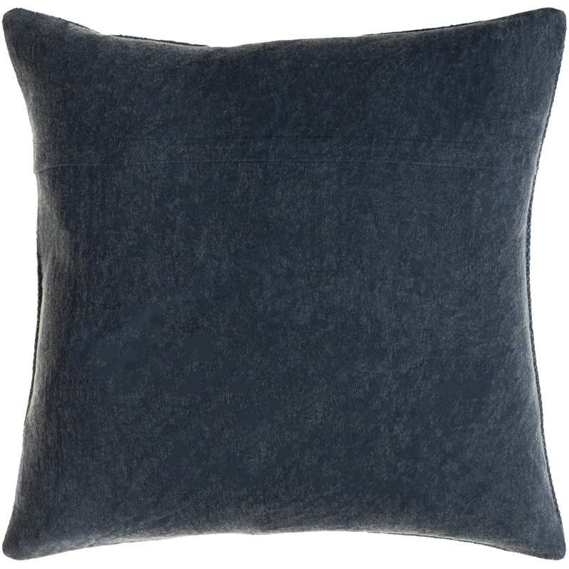 Dunbar Square 100% Cotton Pillow Cover & Insert, Navy, Poly Fill, 18" x 18"