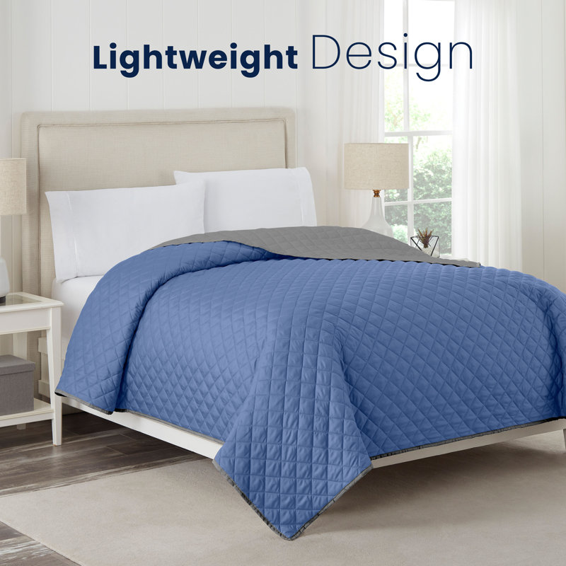 Martex Reversible Coverlet, Full/Queen , Ceil Blue/Gray