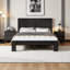 Structure de lit plateforme en bois noir foncé pour grand lit - sans bruit, sans sommier, outil d'assemblage facile et grand rangement sous le lit-1085524701-1084822833