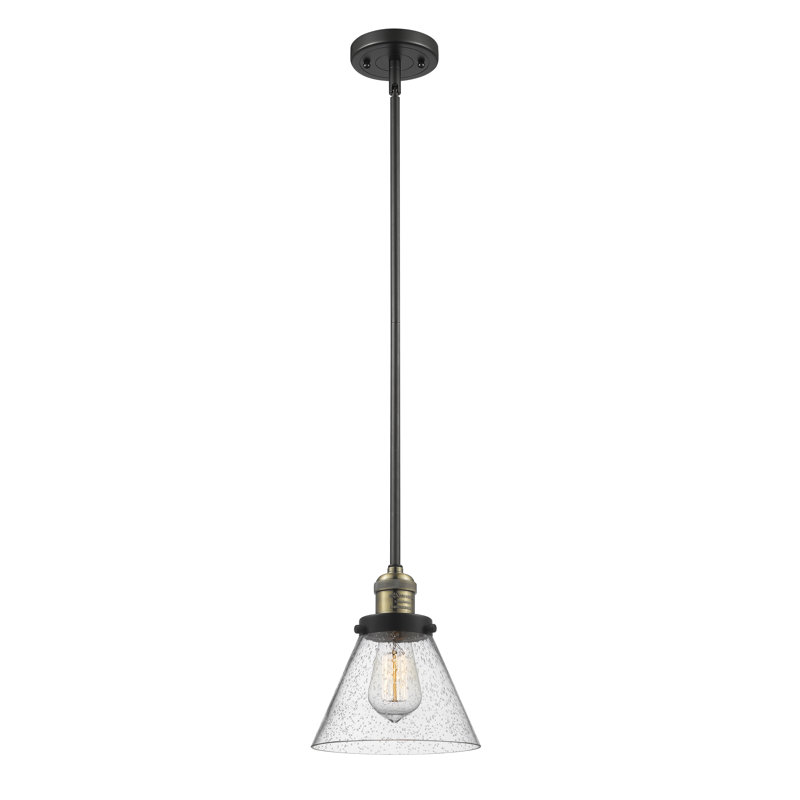 Luminaire suspendu conique à 1 lumière Mosley, Grainé, Ampoule DEL 6 watts Vinage, Noir mat
