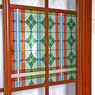 35.4 In x 78.7 In. Abstract Decorative Stained Glass Window Film Non-Wall Damaging Privacy Window Decal