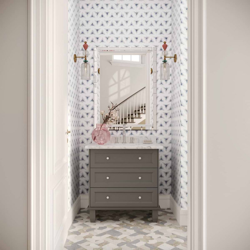 Ako 5" Triangle Marble Micro Mosaic Tile, Azul Blue