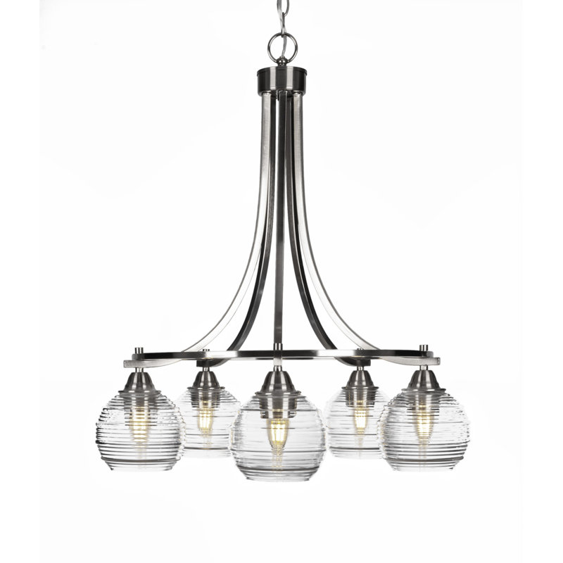 Lustre 5 lumières Michell, Nickel brossé