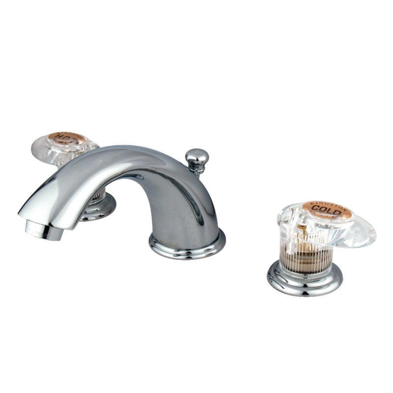 Kingston Brass Victorian Two-Handle 3-Hole Deck Mount Widespread Bathroom Faucet with Retail Pop-Up Drain, Polished Chrome