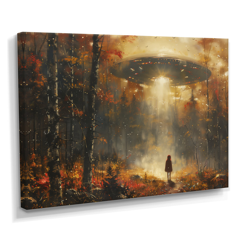 Rêve d'extraterrestres bruns gris et brun - OVNIS, art mural, H 40 po x l 60 po x P 1,5 po, Toile tendue